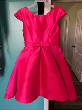 DanDanLi Formal Girls' Bright Pink Cocktail Dress with Bow Waist